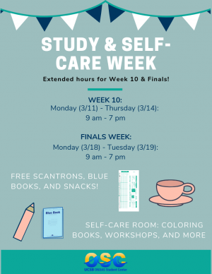 Study and self-care week flyer